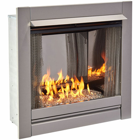 DULUTH FORGE Ventless Stainless Outdoor Gas Fireplace Insert With Reflective Crys DF450SS-G